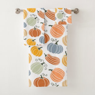 Colorful Autumn Pumpkins Pattern Bath Towel Set