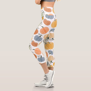 Colorful Autumn Pumpkins Pattern Capri Leggings
