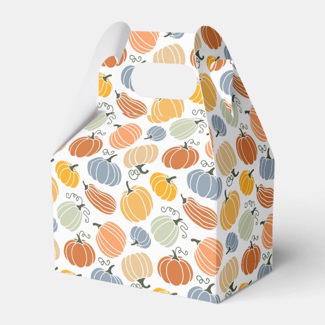 Colorful Autumn Pumpkins Pattern Favor Boxes (Front Side)