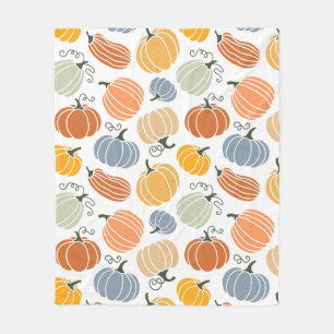 Colorful Autumn Pumpkins Pattern Fleece Blanket
