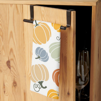Colorful Autumn Pumpkins Pattern Kitchen Towel