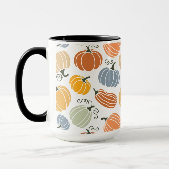 Colorful Autumn Pumpkins Pattern Mug (Left)