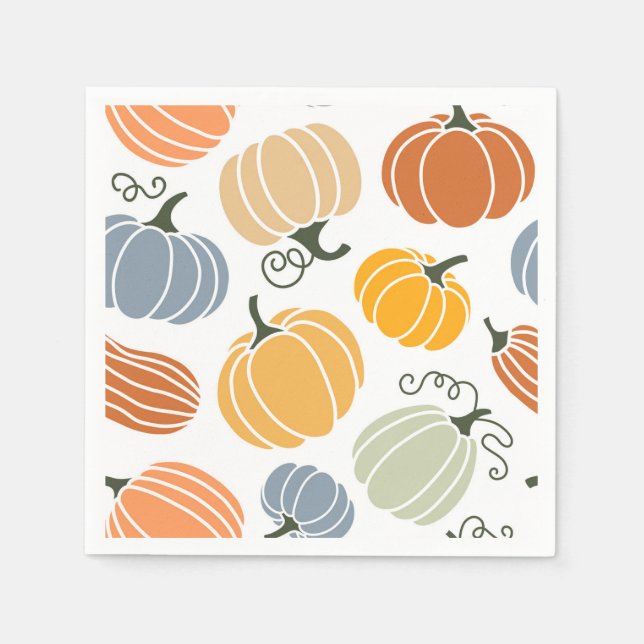 Colorful Autumn Pumpkins Pattern Napkins (Front)