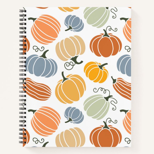 Colorful Autumn Pumpkins Pattern Notebook (Front)