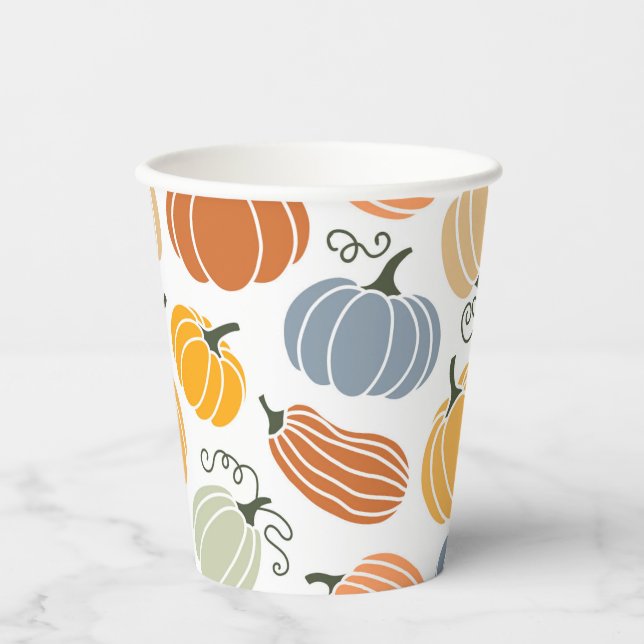 Colorful Autumn Pumpkins Pattern Paper Cups (Front)
