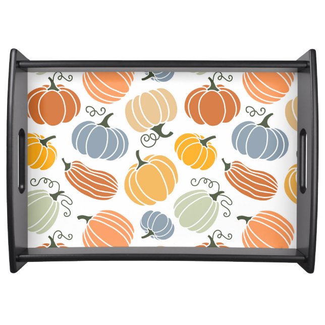 Colorful Autumn Pumpkins Pattern Serving Tray (Front)