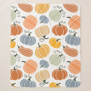 Colorful Autumn Pumpkins Pattern Sherpa Blanket