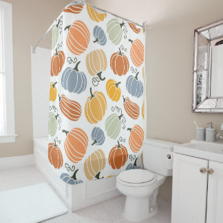 Colorful Autumn Pumpkins Pattern Shower Curtain