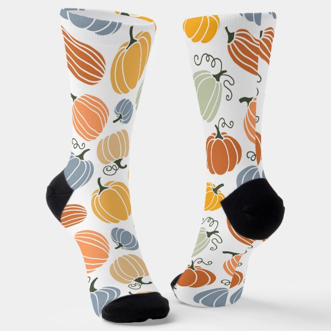 Colorful Autumn Pumpkins Pattern Socks (Angled)