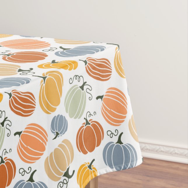 Colorful Autumn Pumpkins Pattern Tablecloth (In Situ)