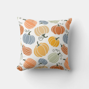 Colorful Autumn Pumpkins Pattern Throw Pillow