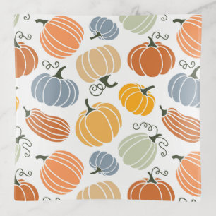 Colorful Autumn Pumpkins Pattern Trinket Tray