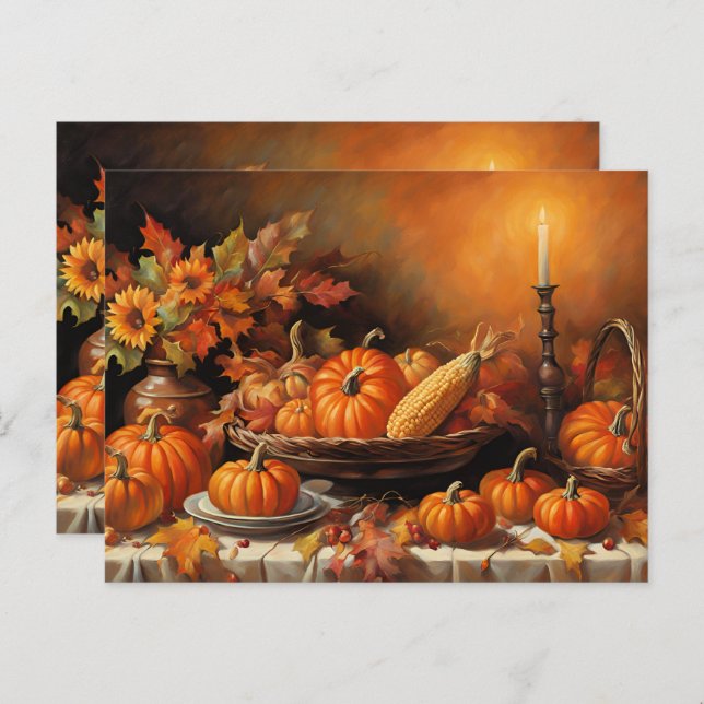 Colorful Autumn Pumpkins Postcard (Front/Back)