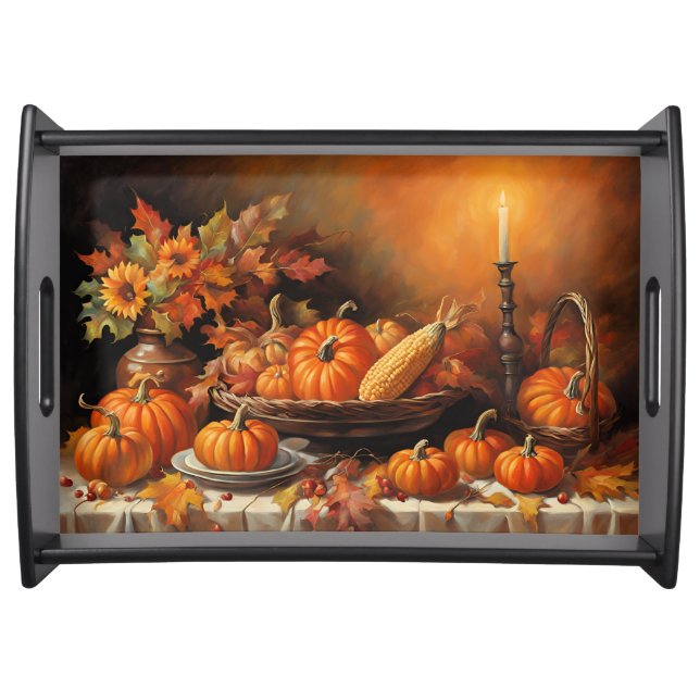 Colorful Autumn Pumpkins Serving Tray (Front)