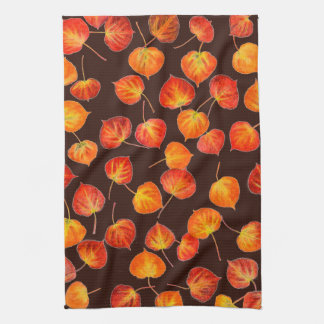 Colorful Autumn Quaking Aspen Leaves Kitchen Towel