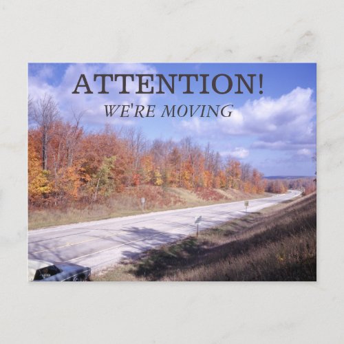 Colorful Autumn Roadside New Hampshire Moving Announcement Postcard