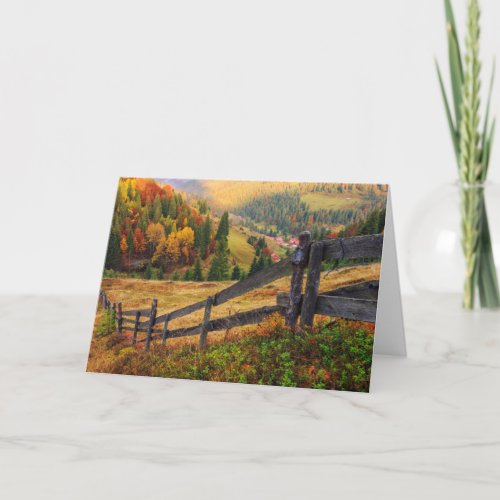 Colorful Autumn Scene With Fence In Transylvania Card