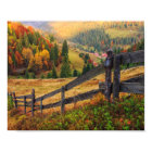 Colorful Autumn Scene With Fence In Transylvania