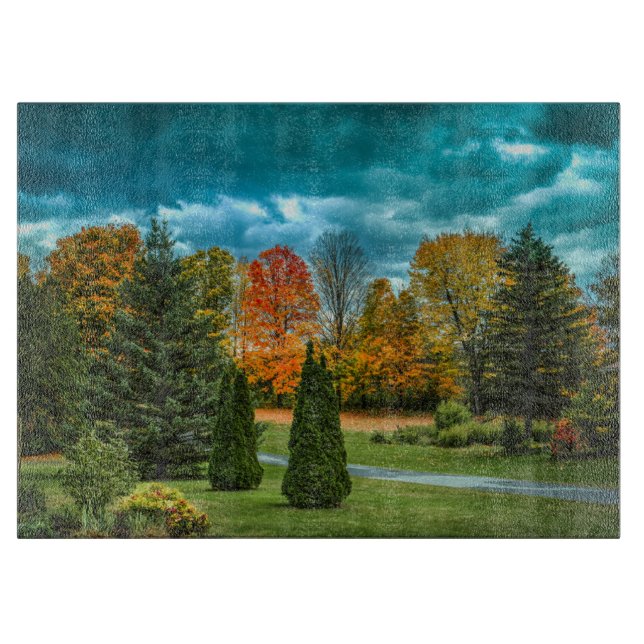 Colorful Autumn Scenic Photo Cutting Board (Front)