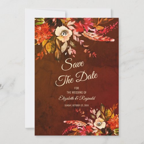 Colorful Autumn Splendor Floral Wedding Invitation