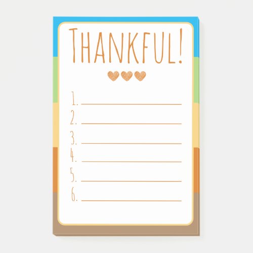 Colorful Autumn Thankful Typography Gratitude List Post_it Notes