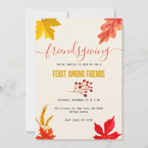 Colorful Autumn Thanksgiving Feast Invitation