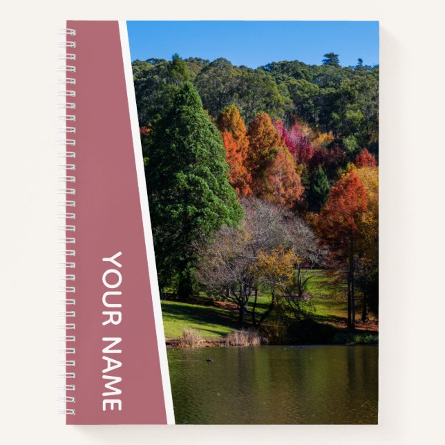 Colorful Autumn Trees, Botanical Rose Gold Notebook (Front)