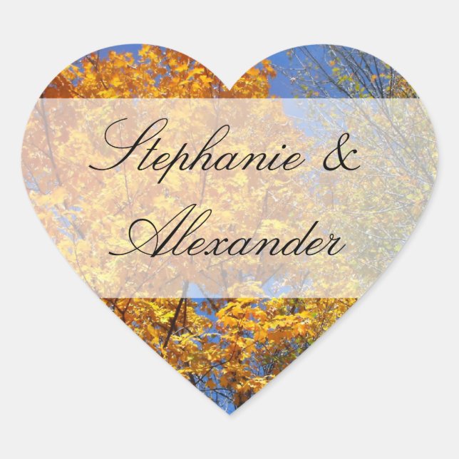 Colorful Autumn Trees Heart Sticker (Front)