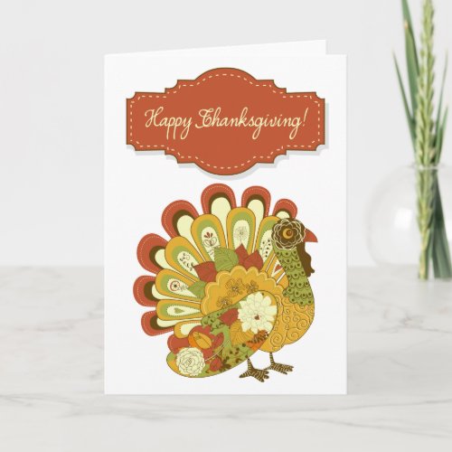 Colorful Autumn Turkey Happy Thanksgiving Card