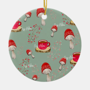 Colorful autumn watercolor pattern ceramic ornament