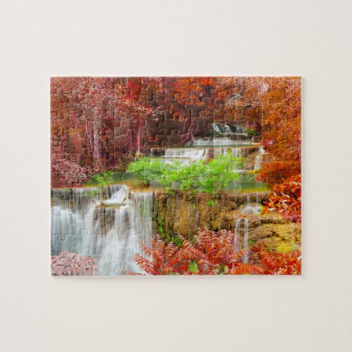 Colorful Autumn Waterfall Landscape Travel Nature Jigsaw Puzzle