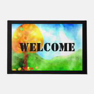 Colorful Autumn Welcome Door Mat