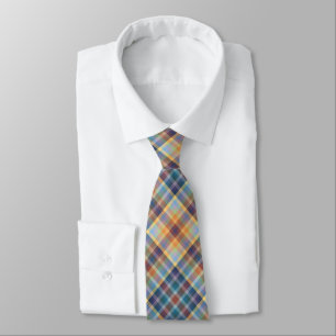 Colorful Autumn Winter Colored Checkered Pattern Neck Tie