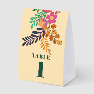 Colorful Autumn Women's Table Number Paper Table Tent