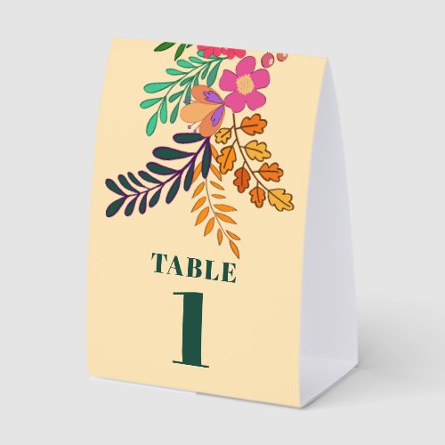 Colorful Autumn Women's Table Number Paper Table Tent