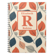 Colorful autums leaves boho personalized monogram