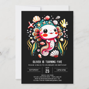 Colorful Axolotl Boho Birthday Celebration Invitation