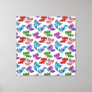 Colorful_Axolotl_Friends_Seamless_Pattern Canvas Print