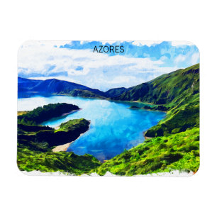 Colorful Azores Atlantic Islands Watercolor Magnet