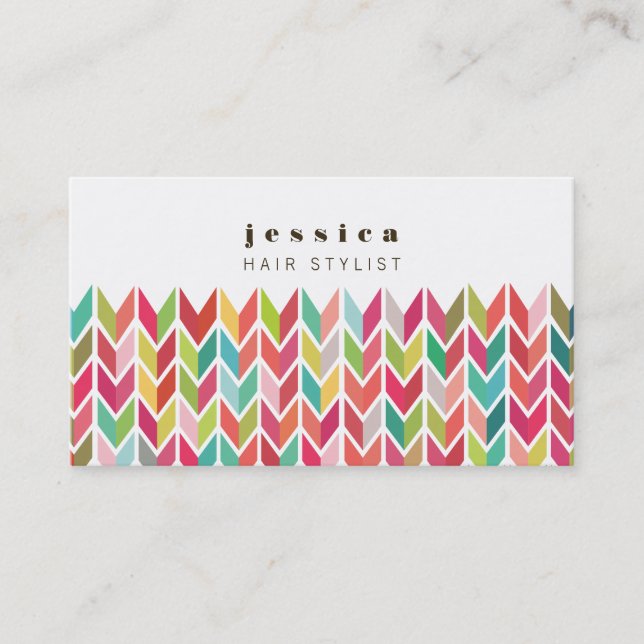Colorful Aztec Arrows Pattern Hair Stylist Card (Front)