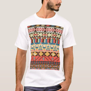 Colorful Aztec: birds, flowers pattern. T-Shirt