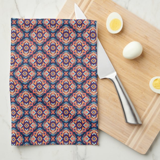  Colorful Aztec Geometric Pattern Kitchen Towel (Quarter Fold)