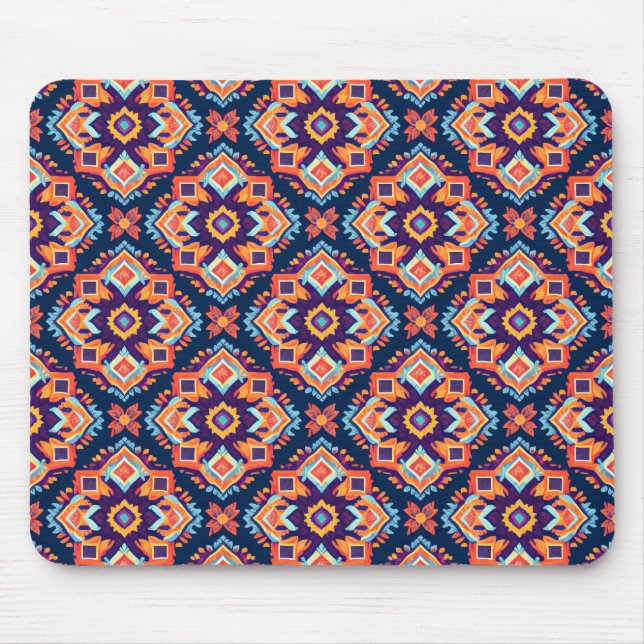 Colorful Aztec Geometric Pattern Mouse Pad (Front)
