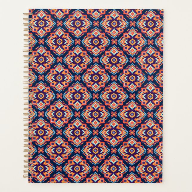 Colorful Aztec Geometric Pattern Planner (Front)