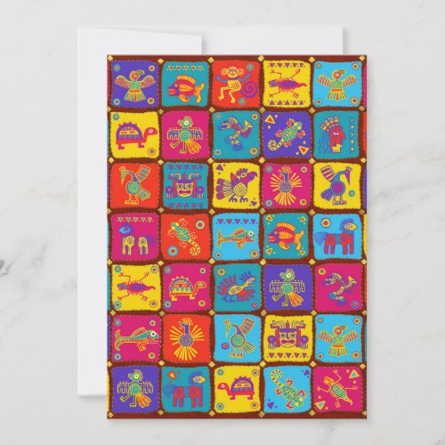 Colorful Aztec Mexican Animals 1 Holiday Card