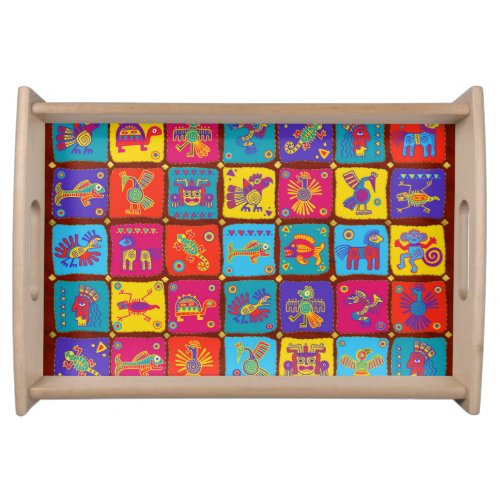 Colorful Aztec Mexican Animals 1 Serving Tray