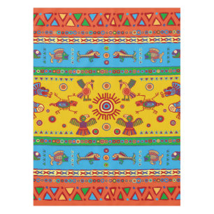 Colorful Aztec Mexican Animals Ornament Tablecloth