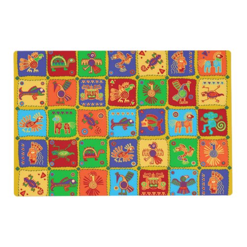 Colorful Aztec Mexican Animals Placemat
