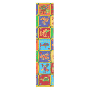 Colorful Aztec Mexican Animals Short Table Runner