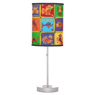 Colorful Aztec Mexican Animals Table Lamp